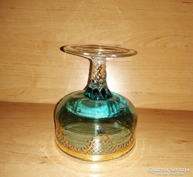 Blue glass goblet with golden pattern 11 cm (b)