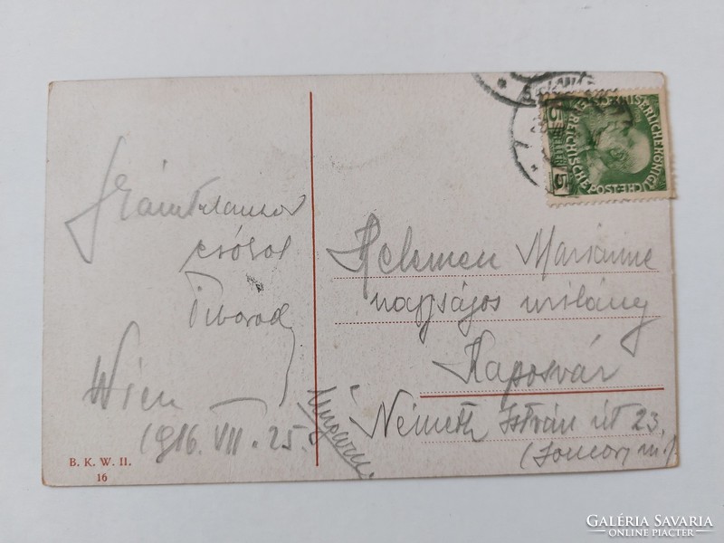 Régi képeslap 1916 Bécs levelezőlap szökőkút