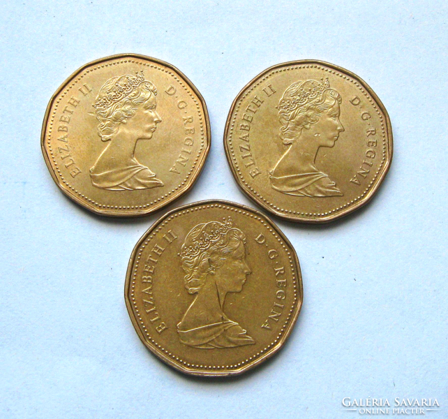 Kanada - 1 dollár - 3 db-os Lot -1987,1988,1989 - II. Erzsébet királynő