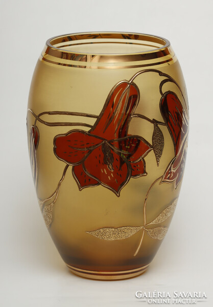 Bohemian gilded glass vase + free postage!