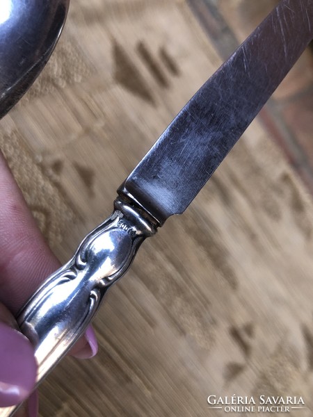 Szecessziós stílusú antik ezüst kés-kanál készlet