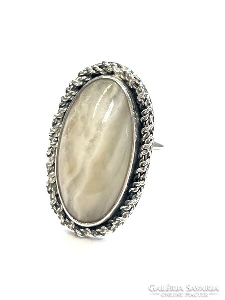 Agate stone silver ring 59m