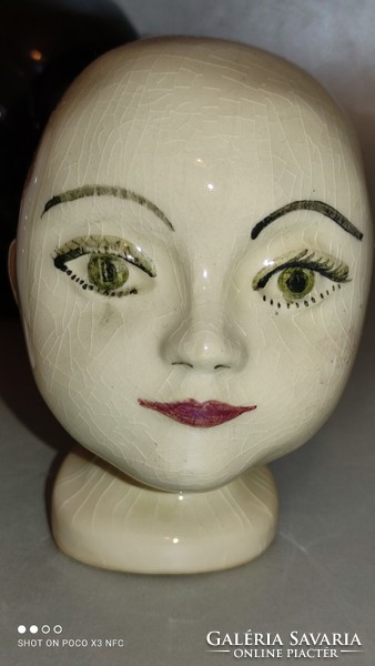 Vintage three piece ceramic doll head together