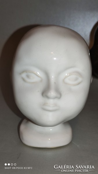 Vintage three piece ceramic doll head together