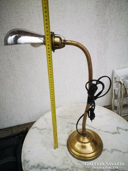 Antique copper desk lamp, bank lamp, throat tube controllable light, rarity. Art Nouveau art deco