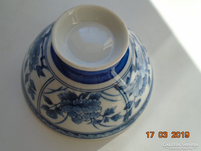 Arita Japanese blue white flower patterned rice bowl