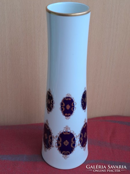 Német, Echt KOBALT kézzel festett hibátlan váza, 27 cm.