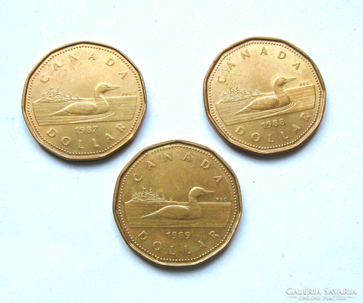 Canada - 1 dollar - lot of 3 -1987,1988,1989 - ii. Queen Elisabeth