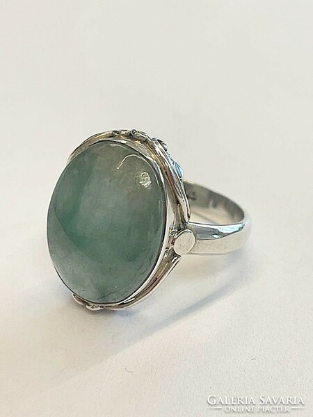 Jade köves ezüst gyűrű 59M