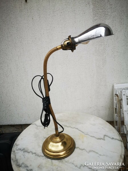 Antik Réz Íróasztal làmpa, Bank lámpa, gégecső irányítható fény, ritkasàg. Szecessziós Art Deco