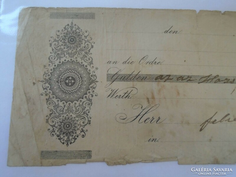 Za424.4 Old bill of exchange 1850's Cluj-Rosenfeld Bertalan 20 forint pengő money / gulden
