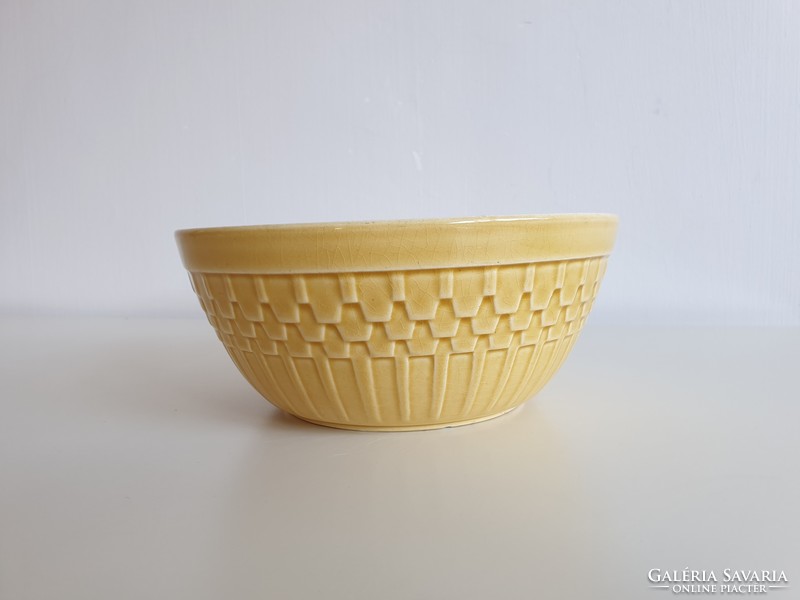 Old vintage marked granite yellow bowl