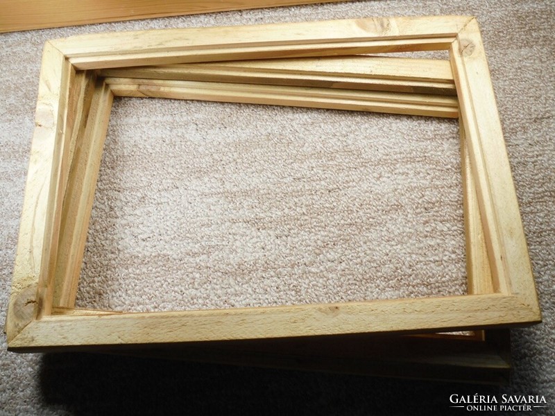 3 old raw wooden picture frames - dimensions: 34 x 24 cm
