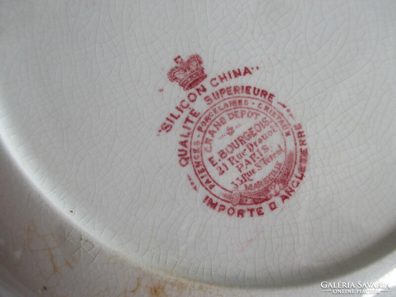 Antik BWM&Co (Brown,Westhead,More & Co) angol fajansz tányér francia behozatali jeggyel