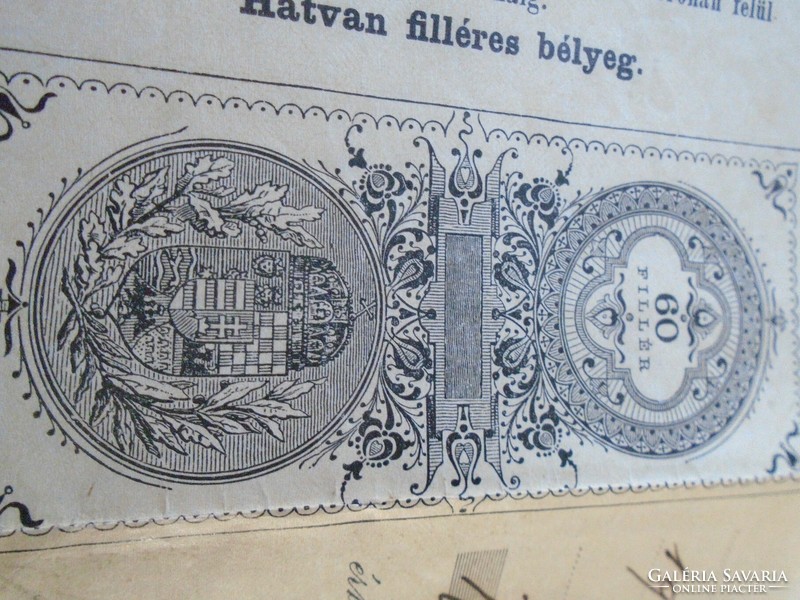 ZA424.1  RÉgi váltó hatvan filléres bélyeg 1913 -  Princz Mátyás Arad 1914 K.135.55f