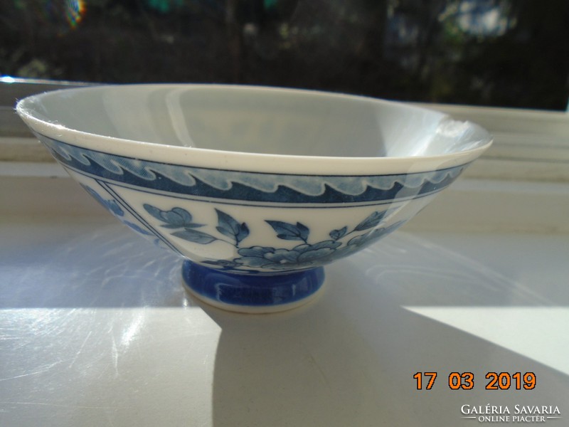 Arita Japanese blue white flower patterned rice bowl