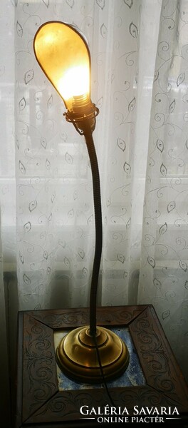 Antique copper desk lamp, bank lamp, throat tube controllable light, rarity. Art Nouveau art deco