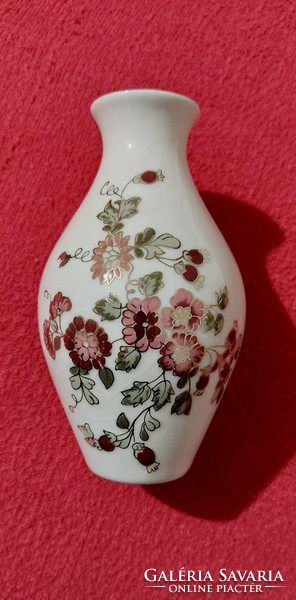 1G967 old, hand-painted, floral Zsolnay faience porcelain vase