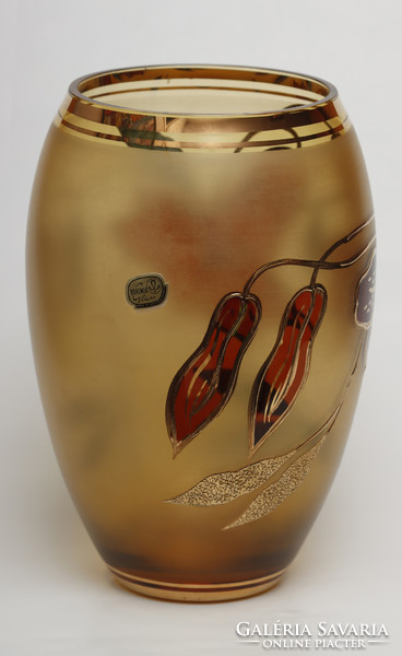 Bohémiai aranyozott üveg váza + INGYEN POSTA!