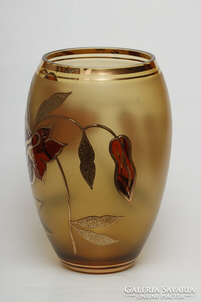 Bohemian gilded glass vase + free postage!