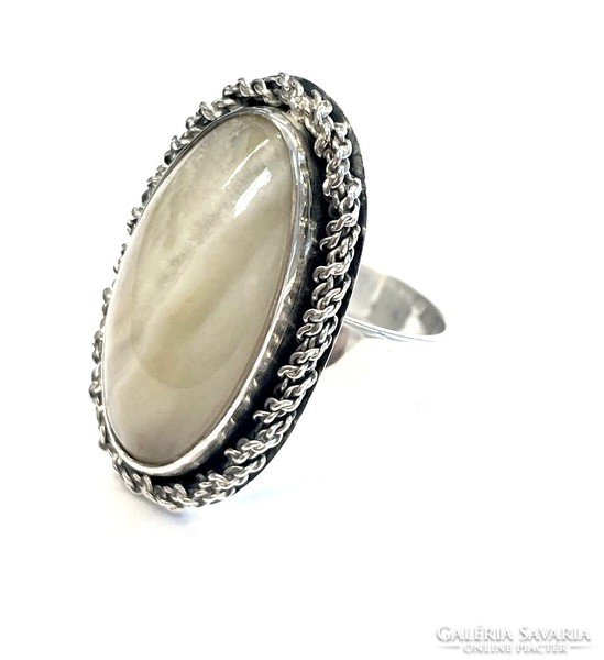 Agate stone silver ring 59m