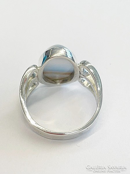 Agate stone silver ring 57m