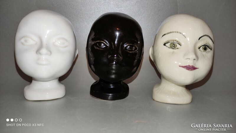 Vintage three piece ceramic doll head together