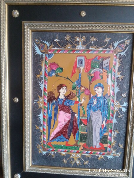 Fire enamel image--annunciation! / Angel's greeting/ russian enamel /
