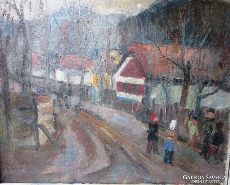 Doór Ferenc:festmény, képcsarnokos, jelzezett, 69 x59,5 , 51 x 60, 5 cm, olaj, vászon.