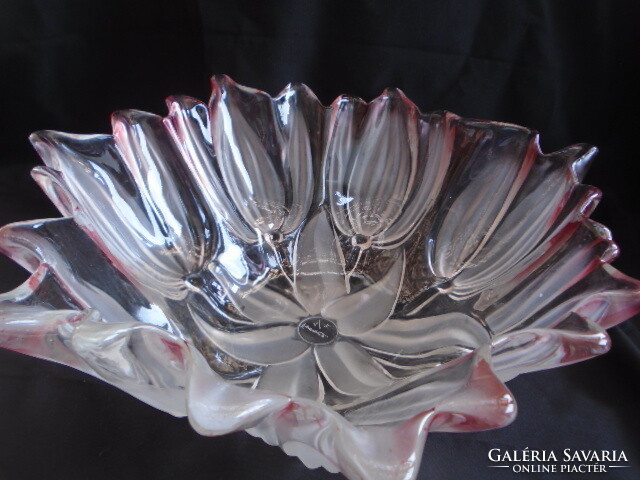 Hatalmas kristály kínáló tulipános mintázattal a legszebb darab 30 x 11,5 cm cca 4-5 literes (laliqu
