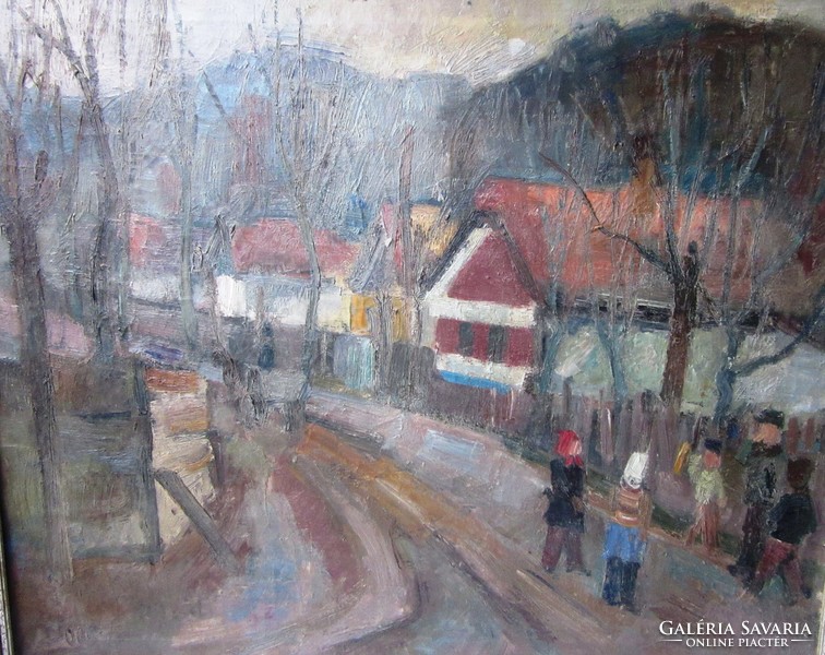 Doór Ferenc:festmény, képcsarnokos, jelzezett, 69 x59,5 , 51 x 60, 5 cm, olaj, vászon.