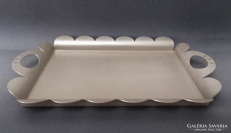 Alessandro mendini 'recinto' postmodern silver gray tray, alessi 2000
