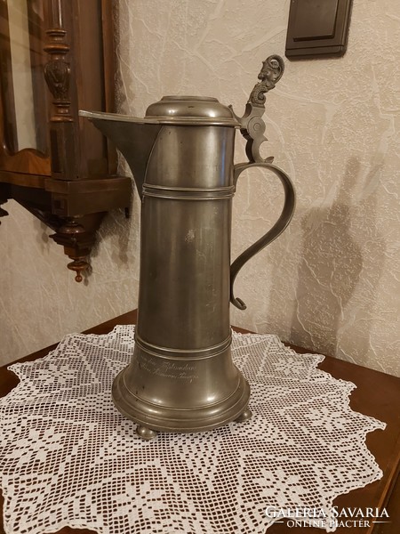 Antique 19th century pewter cup with lid! 40cm high!