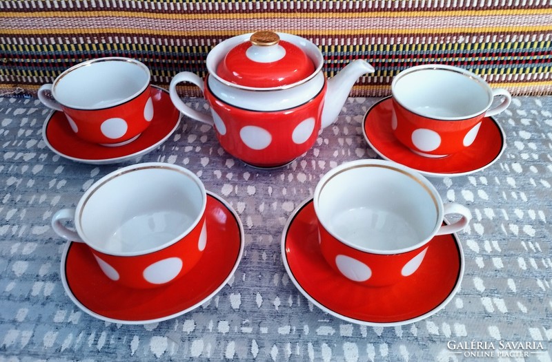 Dotted porcelain tea set from the Soviet Union of the 60s.