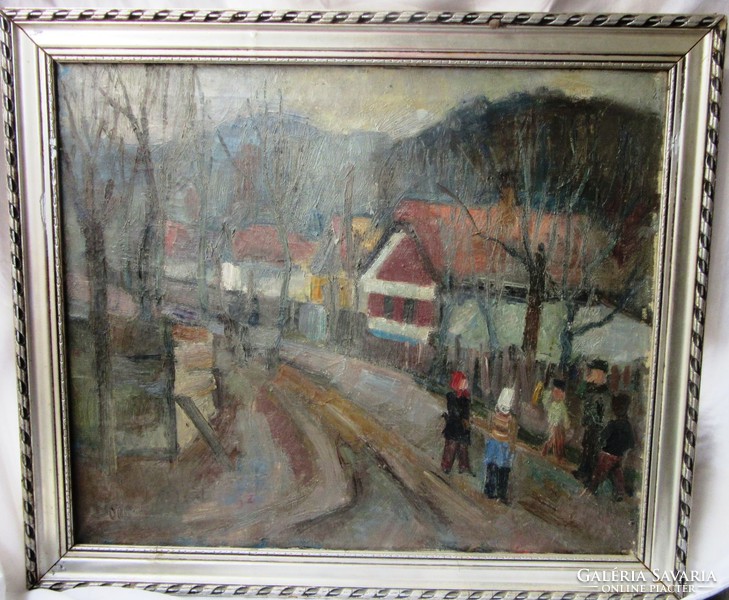Doór Ferenc:festmény, képcsarnokos, jelzezett, 69 x59,5 , 51 x 60, 5 cm, olaj, vászon.