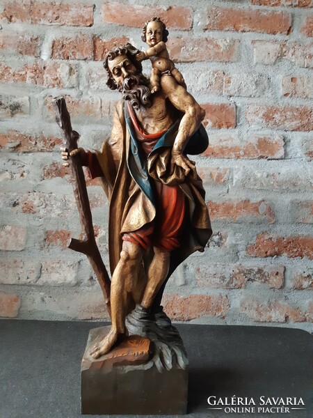 Saint Christopher wooden statue