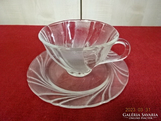 Verego French glass tea cup + saucer, six pieces. Jokai.