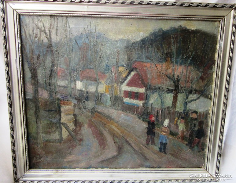 Doór Ferenc:festmény, képcsarnokos, jelzezett, 69 x59,5 , 51 x 60, 5 cm, olaj, vászon.