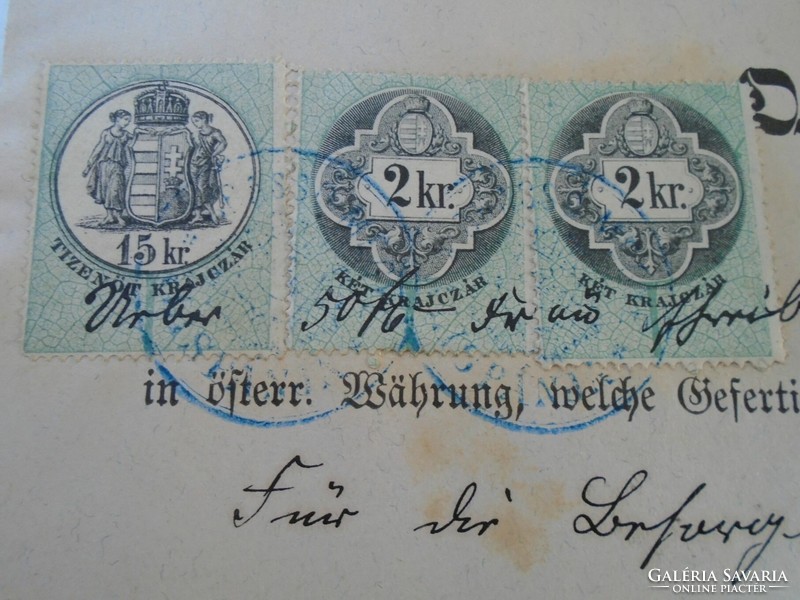 Za427.11 Old document - receipt - quittung - zeiden - black pile - 1879 - 50 frt duty stamps