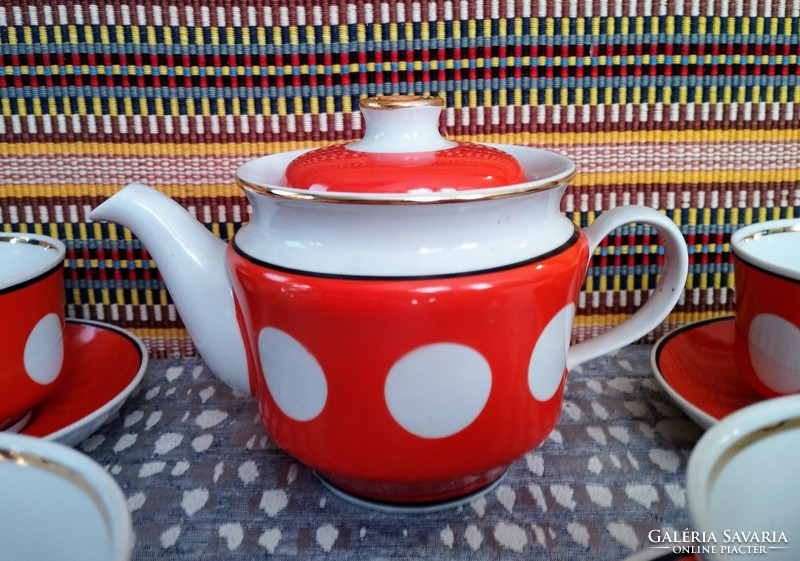 Dotted porcelain tea set from the Soviet Union of the 60s.
