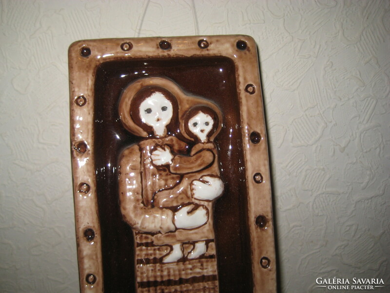 Religious themed wall ceramic picture marked 9 x 18 x 3 cm