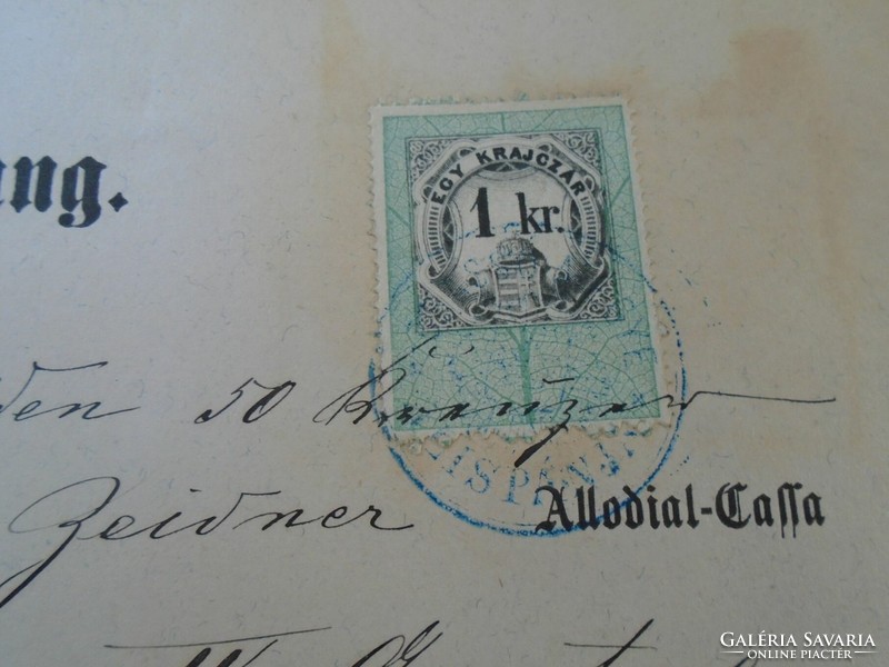 Za427.1 Old document - receipt - quittung - zeiden - black pile - 1879 - 112 frt 50 kr. Duty stamps