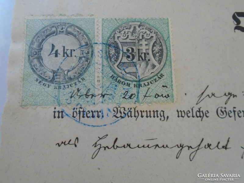 Za427.17 Old document - receipt - quittung - zeiden - black heap - 1879 - 20 frt duty stamps