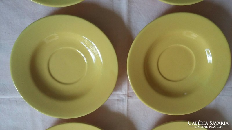 Six small yellow ceramic plates (19.5 cm)