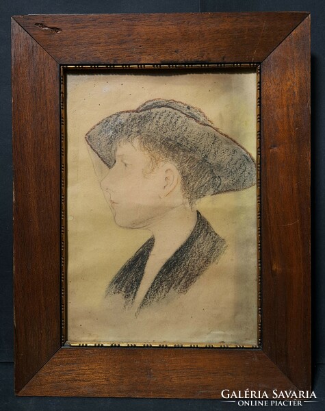 Female portrait - pencil drawing - face in profile