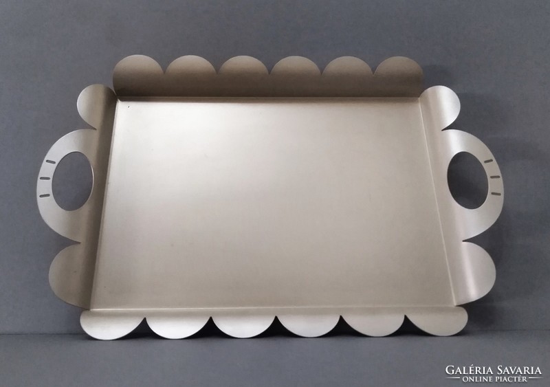 Alessandro mendini 'recinto' postmodern silver gray tray, alessi 2000