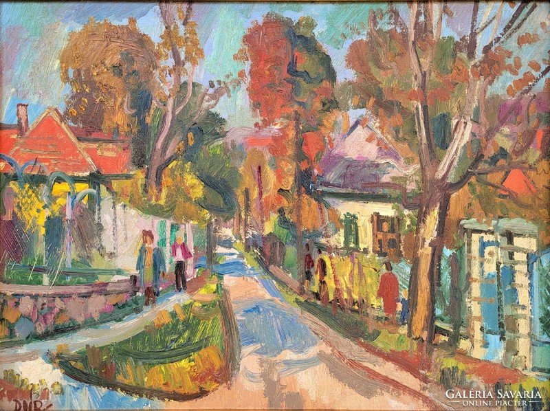 Ferenc Doór (1918-2015) Szentendre Street c. Gallery painting with original guarantee!