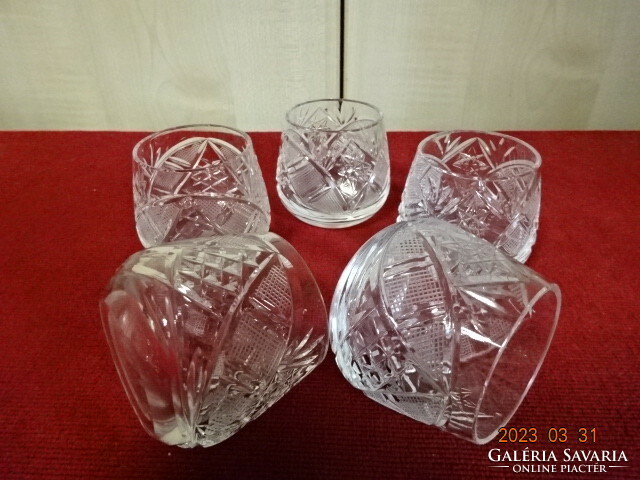 Polished glass liqueur crystal glass, five pieces. Jokai.