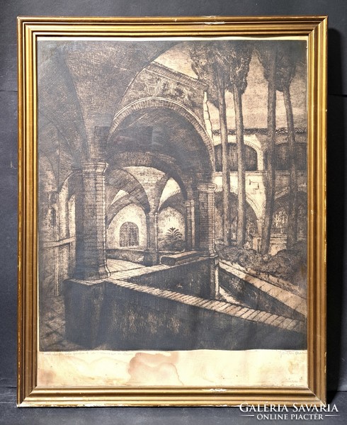 Monastery of the Basilica of Saint Francis of Assisi, 1929 - Italian etching