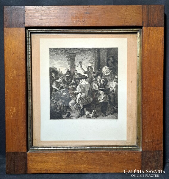 A víg mulatság - rézkarc Jan Steen (holland aranykor) XVII. századi festménye után